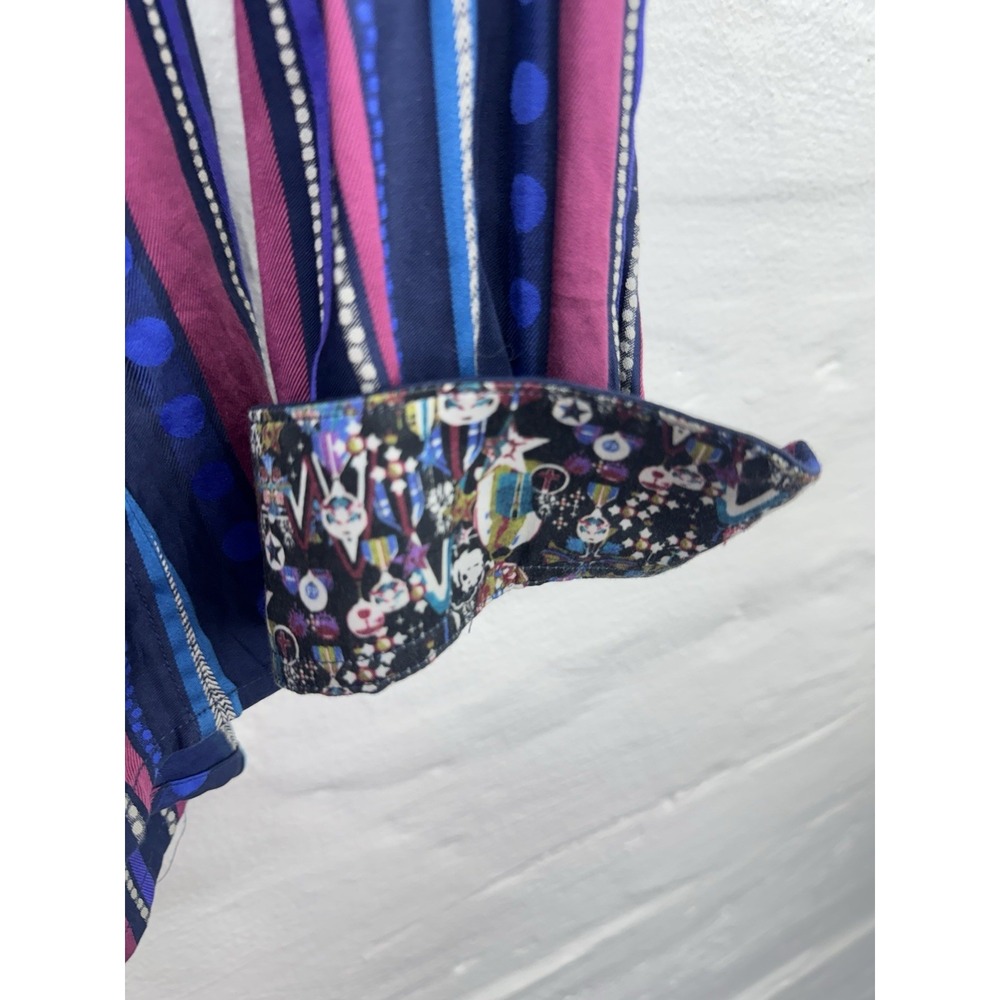 Robert Graham Mens Large Striped Long Sleeve Button Down Shirt Cotton Flip Cuffs - Picture 7 of 9